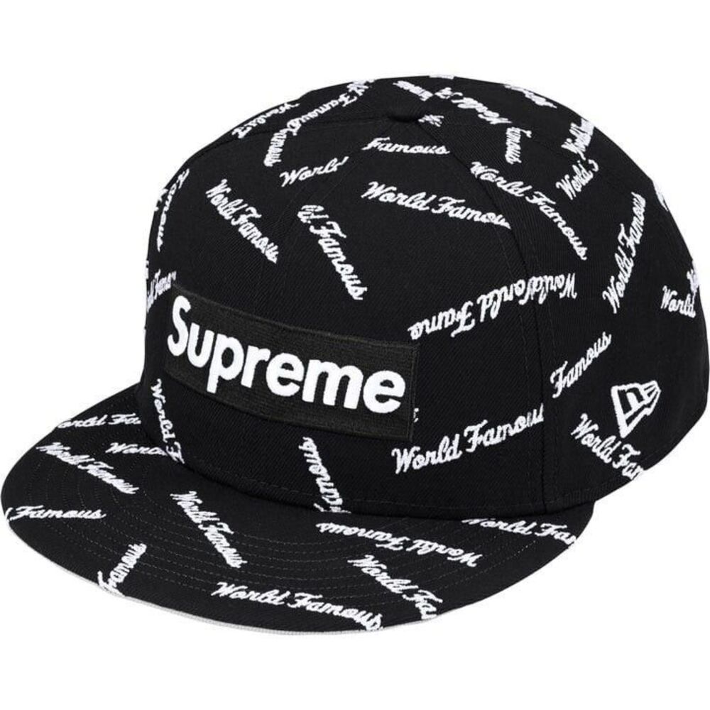 Supreme World Famous Box Logo New Era Size 7 3/4 Black Cap